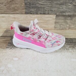Puma Softride One4All Kids Shoes Sz 12 M White Pink Pixel Slip-On Sneakers